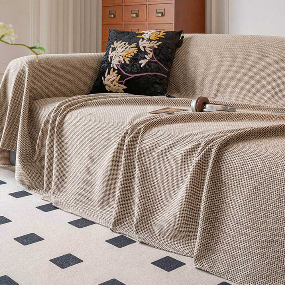 Breathable Woven Linen-Look Scratch-Resistant Sofa Throw Cover
