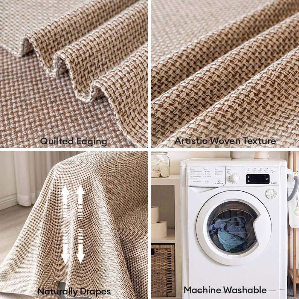Breathable Woven Linen-Look Scratch-Resistant Sofa Throw Cover