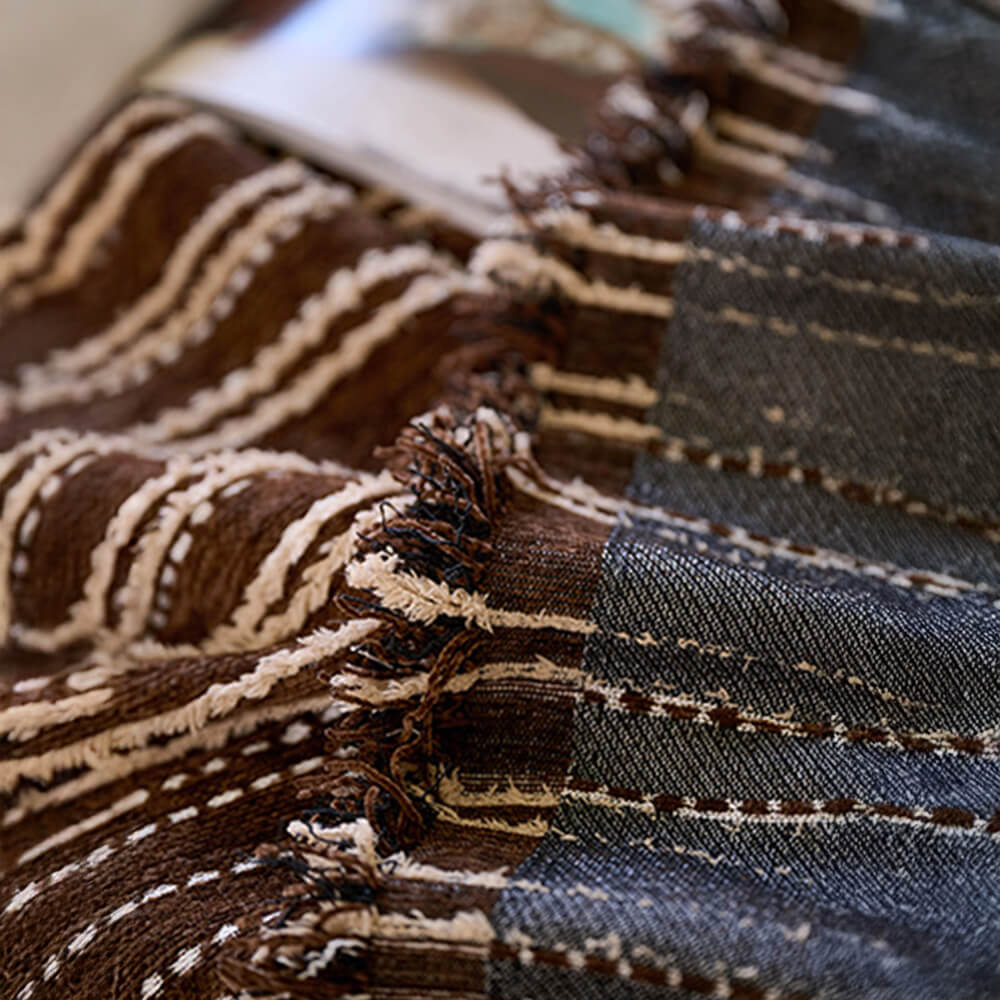 All-Season Striped Tassels Full-Cover Chenille Sofa Protector