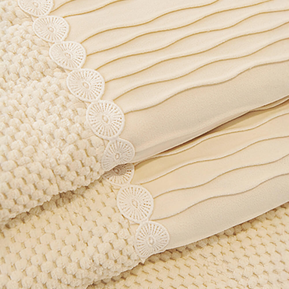 Elegant Soft Plush Grid Stitching Sofa Protector Cover - Warmth and Anti-Slip Couch Mat