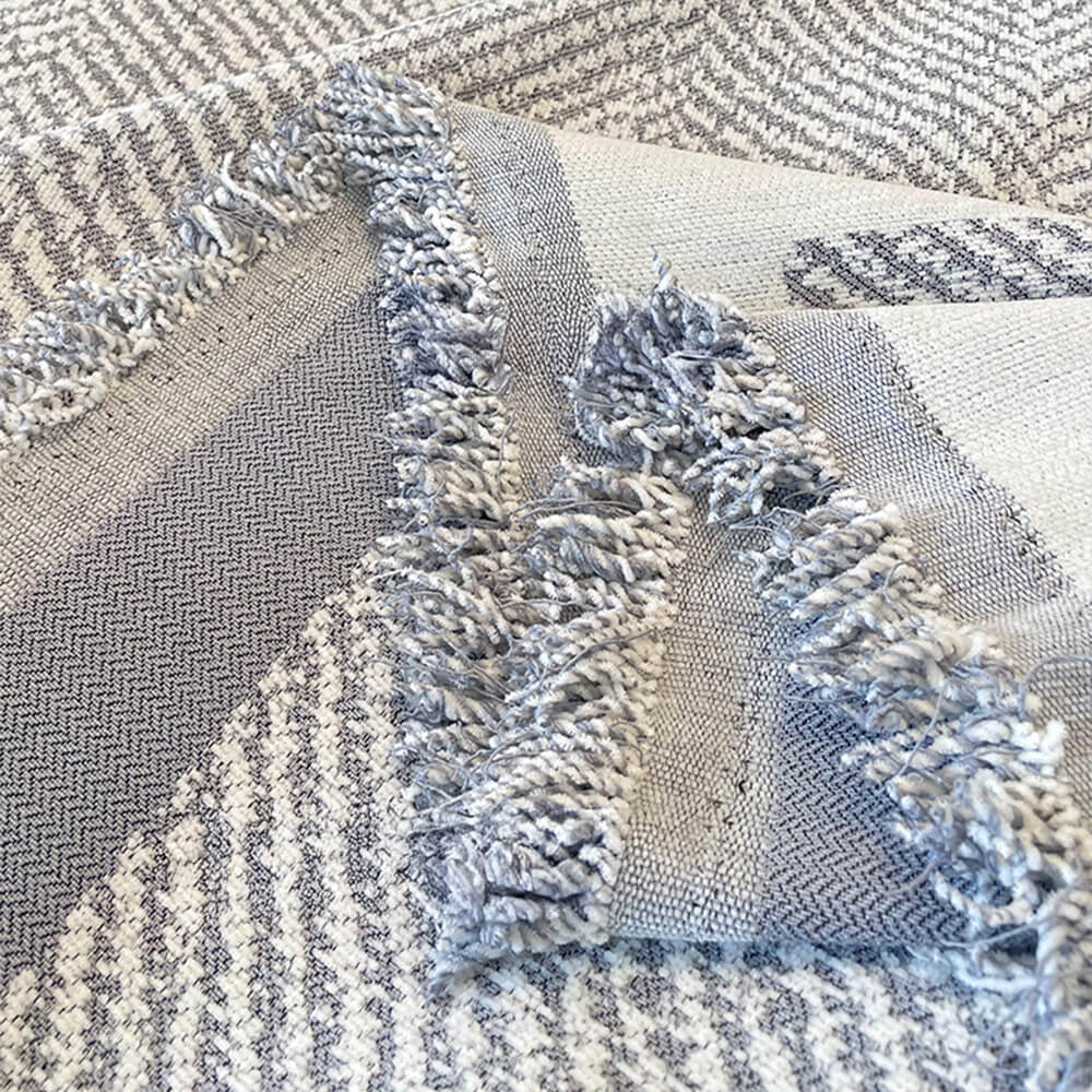 Herringbone Pattern Fringed Chenille Sofa Throw Cover