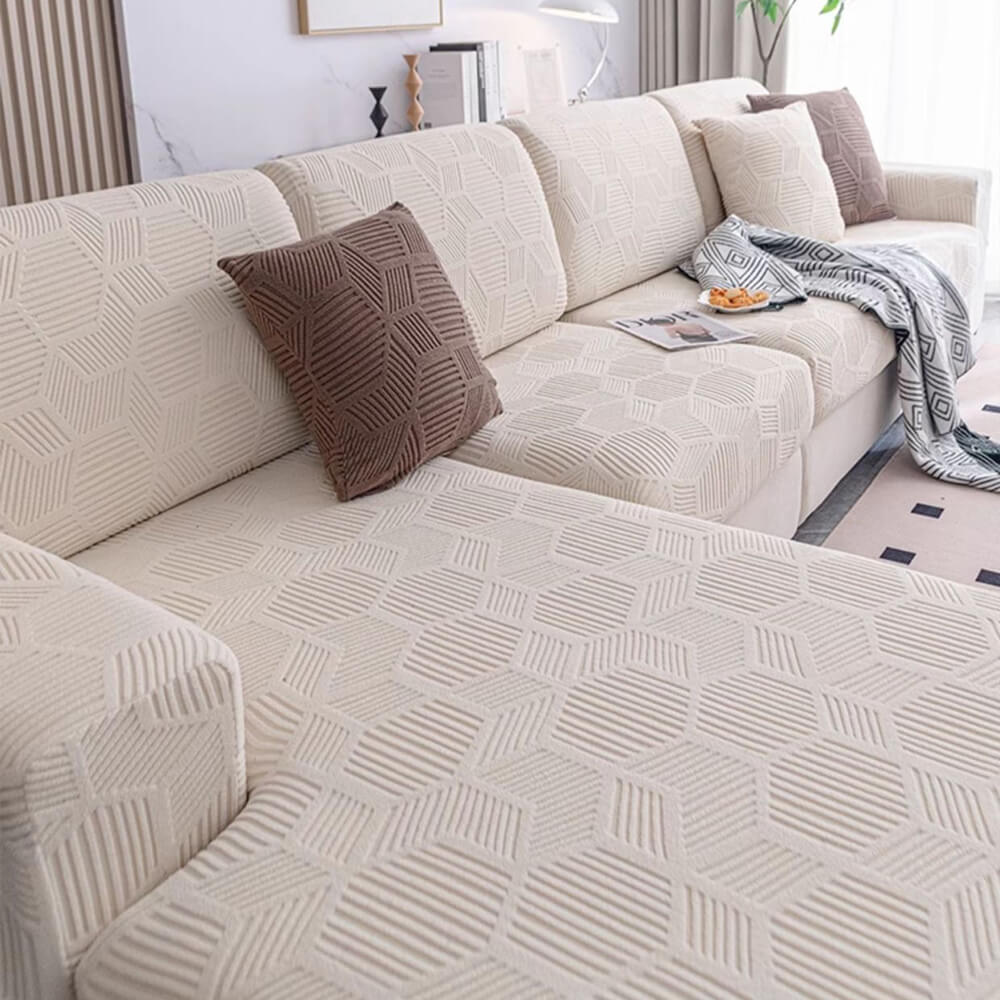 Honeycomb Pattern Water-Resistant Stretch Full-Cover Magic Sofa Cover