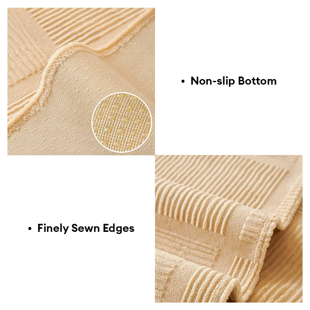 Plush Cream Geometric All-Season Non-Slip Sofa Cover