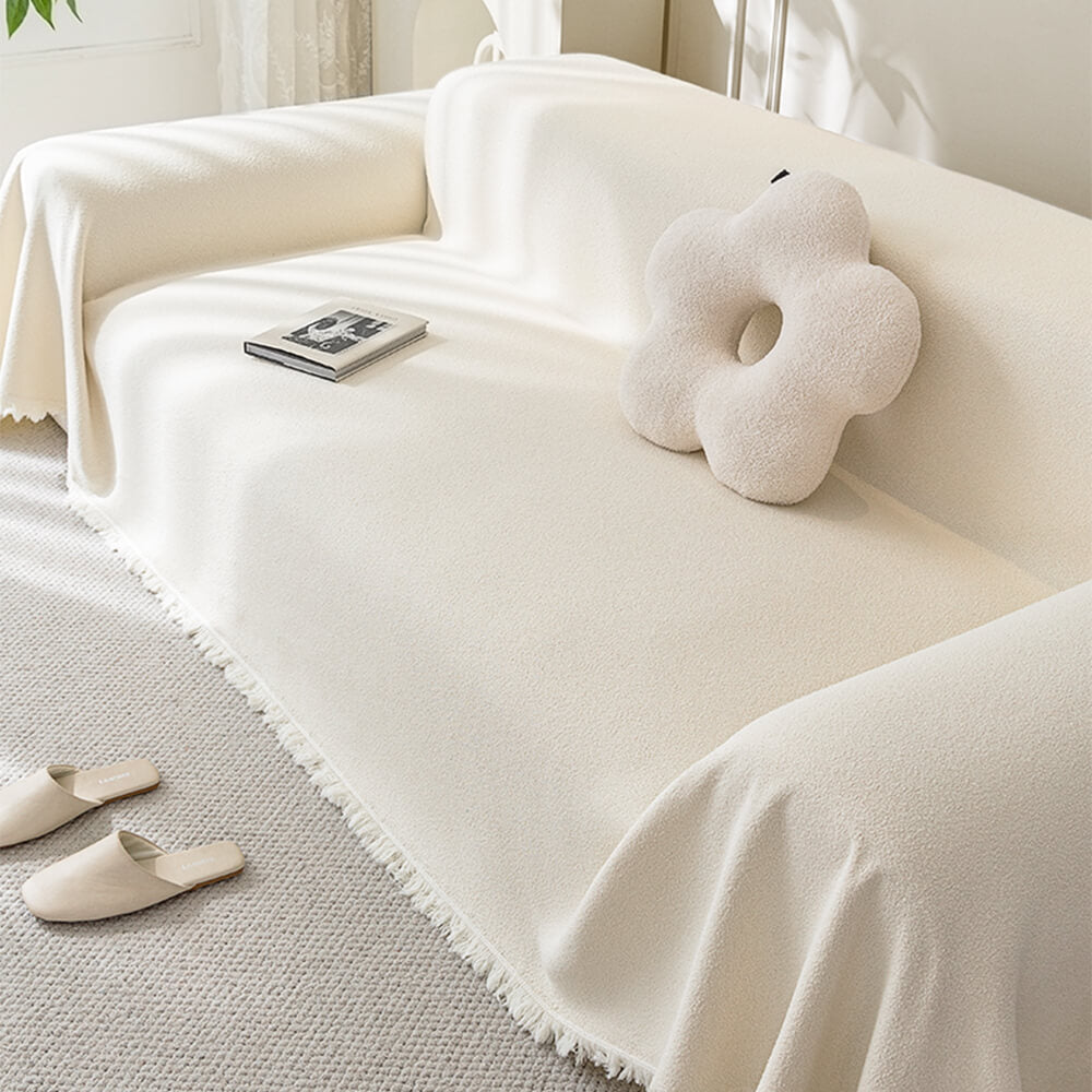 Soft Water-Resistant Teddy Plush Sofa Throw Cover