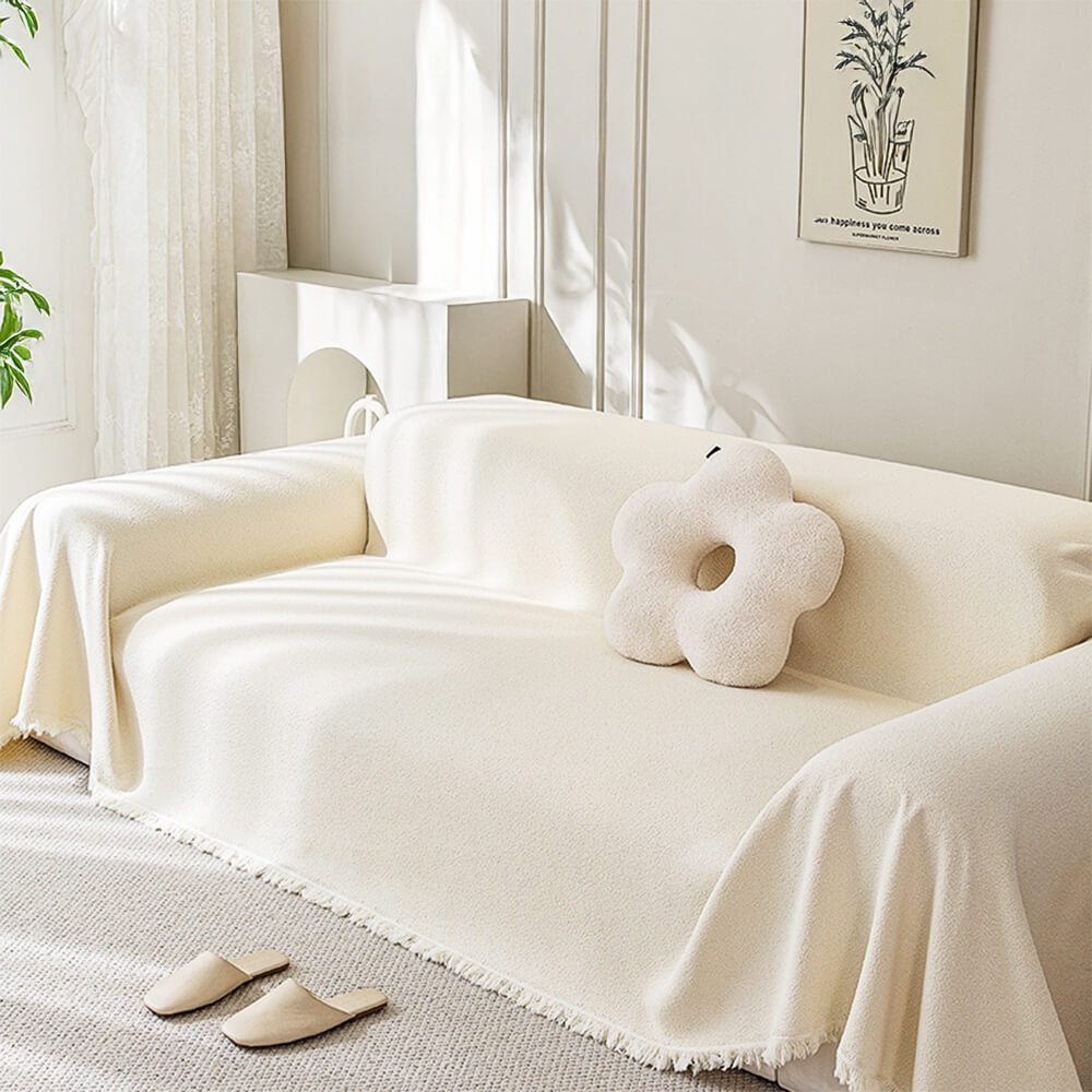 Soft Water-Resistant Teddy Plush Sofa Throw Cover