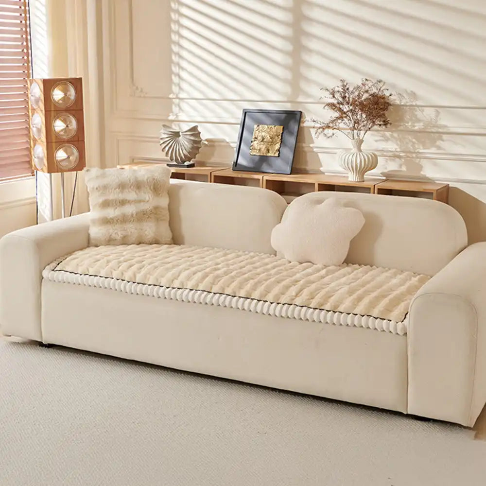 Solid-Color Fluffy Thickened Couch Cover for Sofa Decor