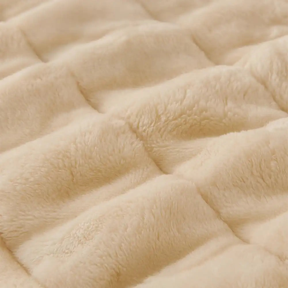 Solid-Color Fluffy Thickened Couch Cover for Sofa Decor