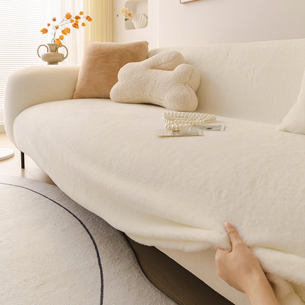 Ultra-Soft Skin-Friendly Plush Sofa Protector Cover - Full Coverage Furniture Mat for Couch Protection