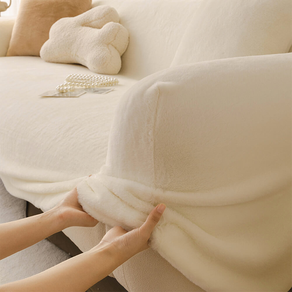 Ultra-Soft Skin-Friendly Plush Sofa Protector Cover - Full Coverage Furniture Mat for Couch Protection