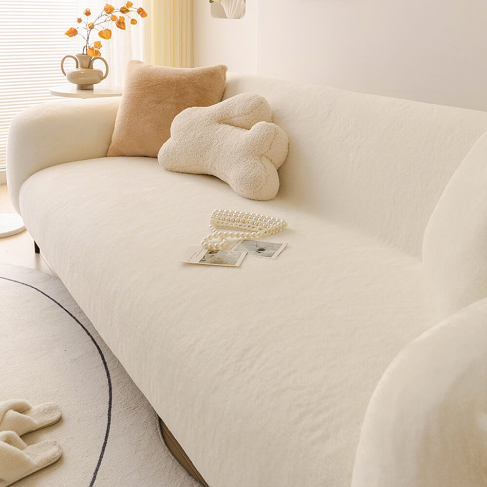 Ultra-Soft Skin-Friendly Plush Sofa Protector Cover - Full Coverage Furniture Mat for Couch Protection