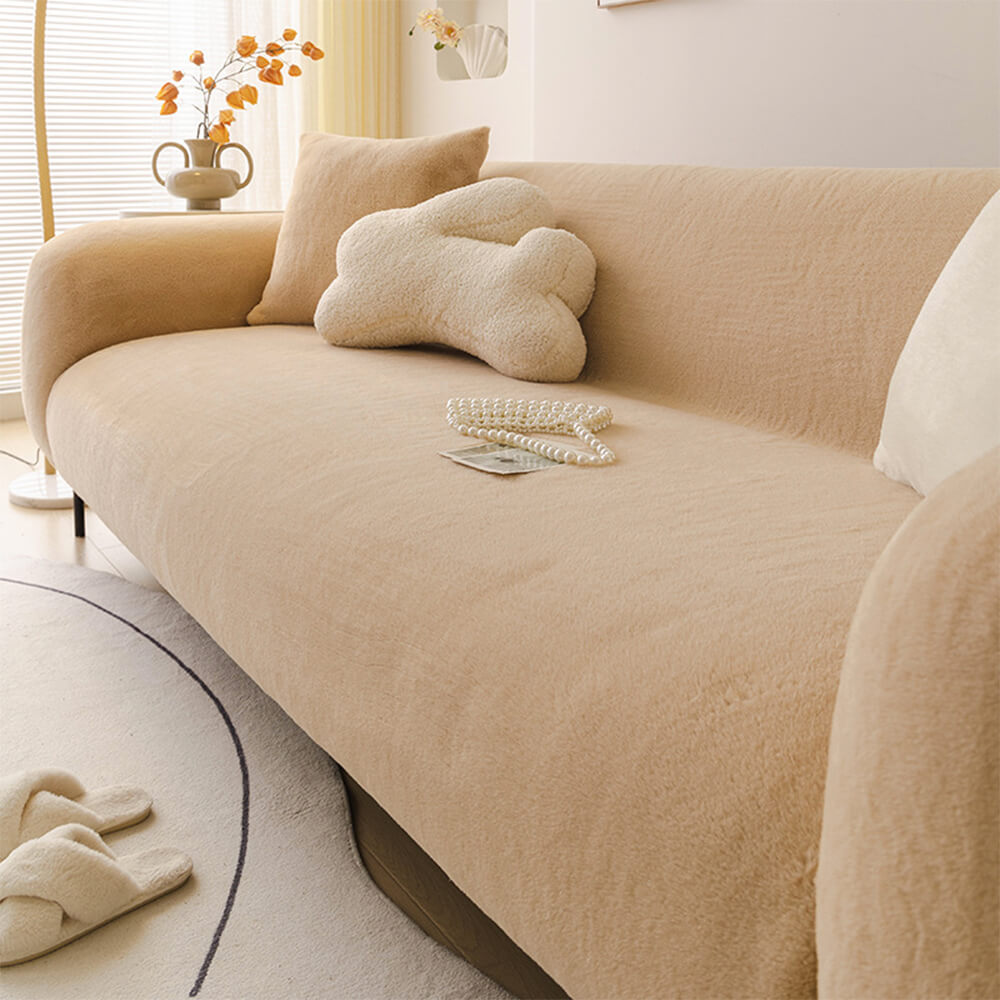 Ultra-Soft Skin-Friendly Plush Sofa Protector Cover - Full Coverage Furniture Mat for Couch Protection