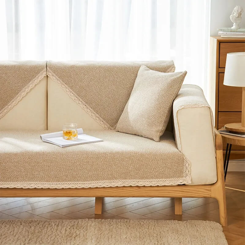 Hand-Woven Cotton Linen Non-Slip Sofa Cover, All-Season Model