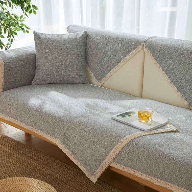 Hand-Woven Cotton Linen Non-Slip Sofa Cover, All-Season Model