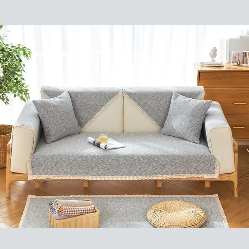 Hand-Woven Cotton Linen Non-Slip Sofa Cover, All-Season Model