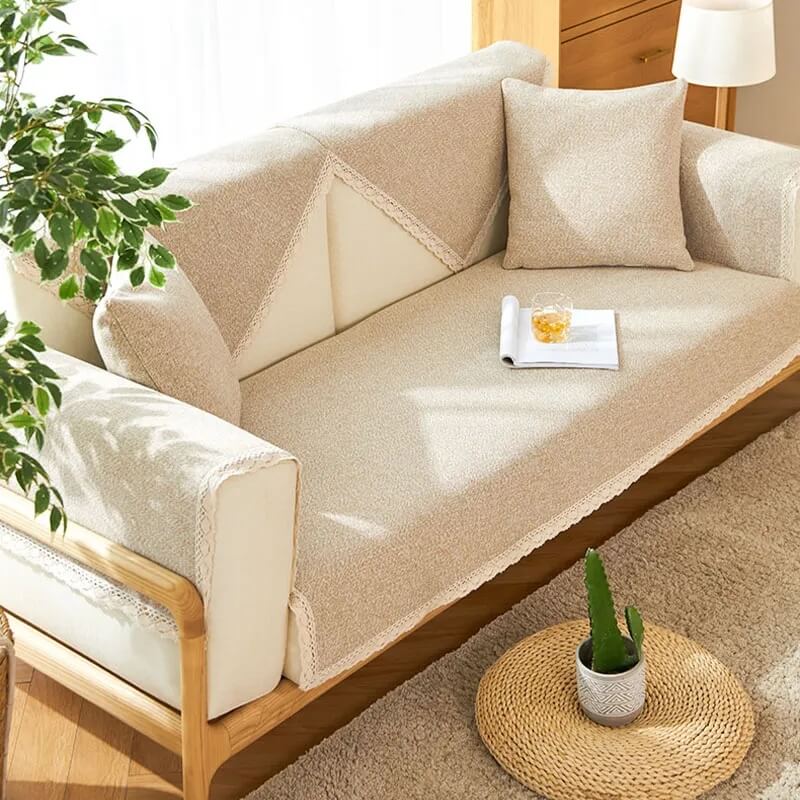Hand-Woven Cotton Linen Non-Slip Sofa Cover, All-Season Model