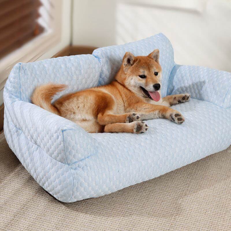 Cama refrescante de seda helada para mascotas, transpirable y lavable.