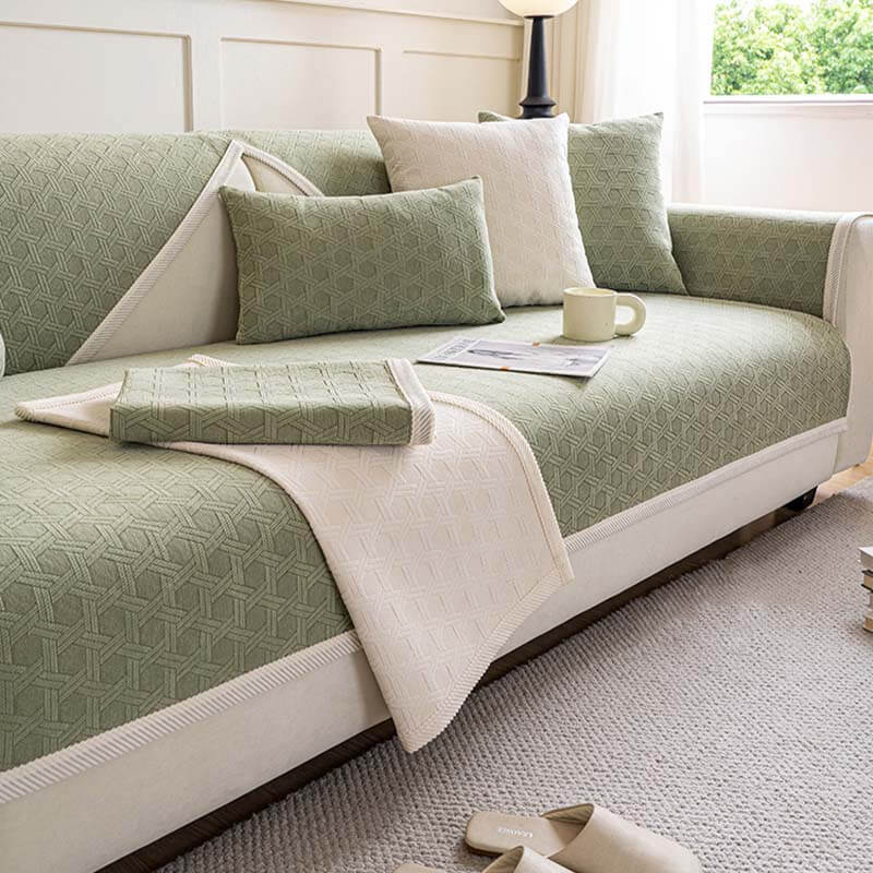 Copridivano impermeabile e antiolio in tessuto ciniglia jacquard