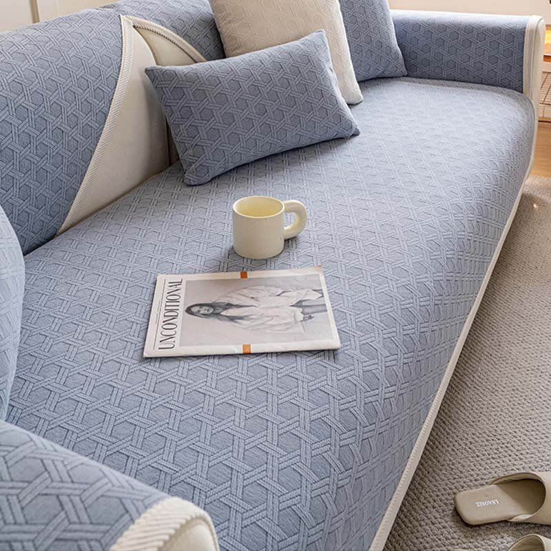 Copridivano impermeabile e antiolio in tessuto ciniglia jacquard