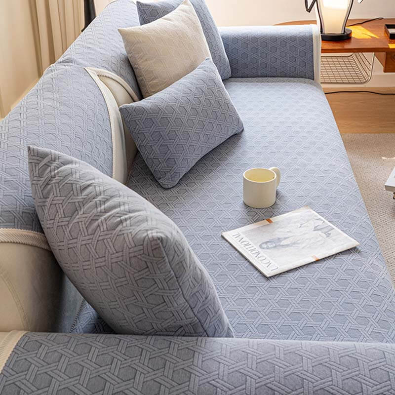 Copridivano impermeabile e antiolio in tessuto ciniglia jacquard
