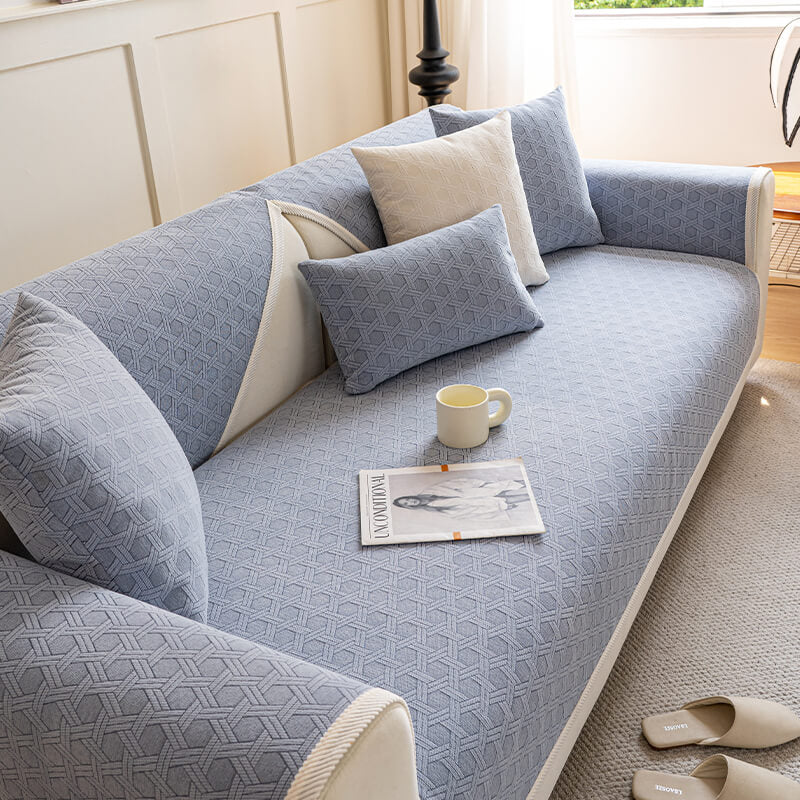 Copridivano impermeabile e antiolio in tessuto ciniglia jacquard