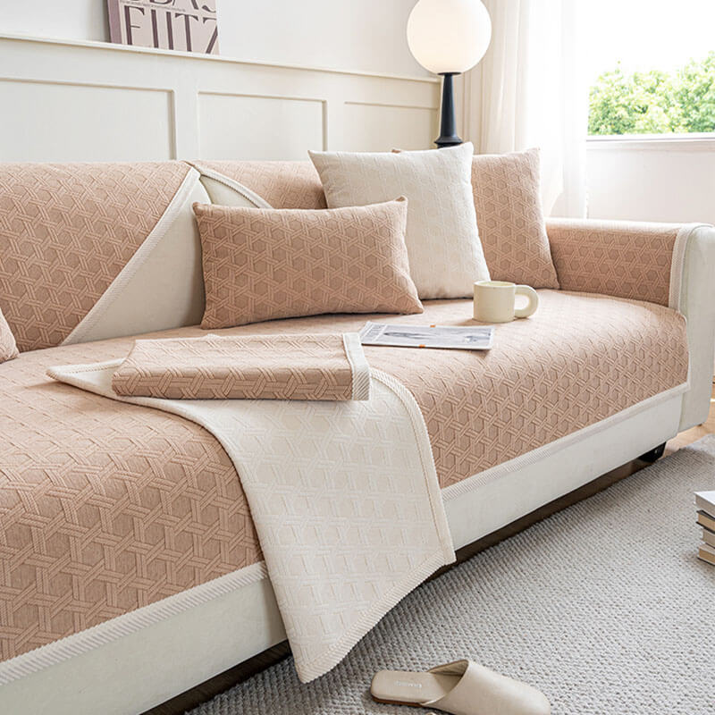 Copridivano impermeabile e antiolio in tessuto ciniglia jacquard
