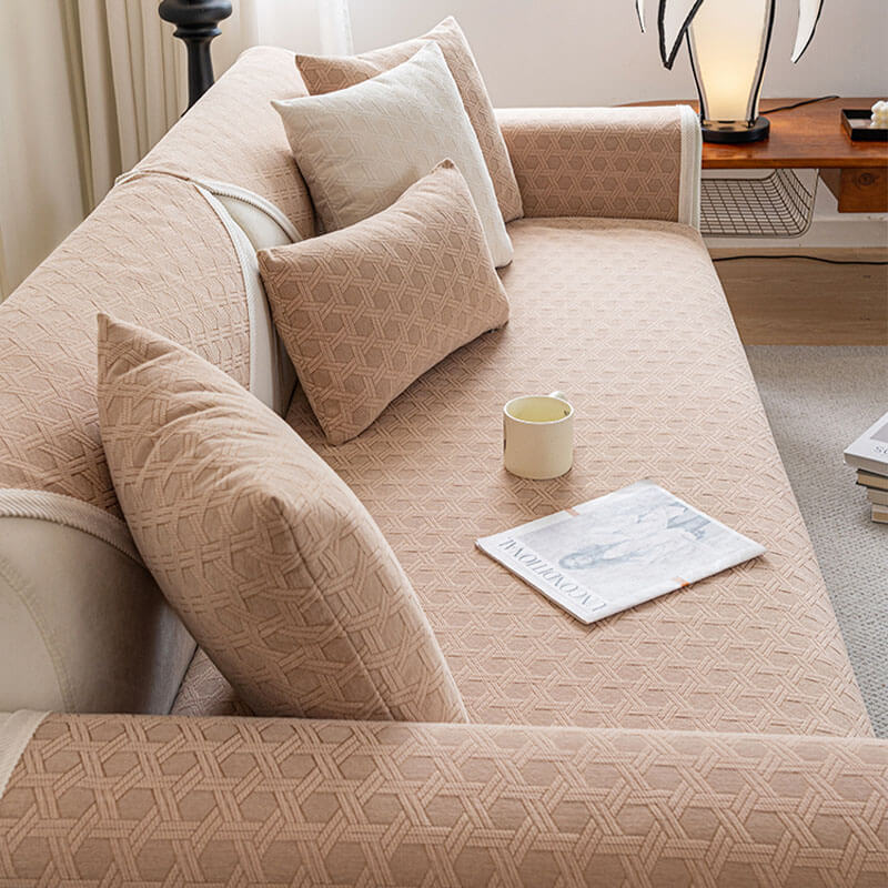 Copridivano impermeabile e antiolio in tessuto ciniglia jacquard