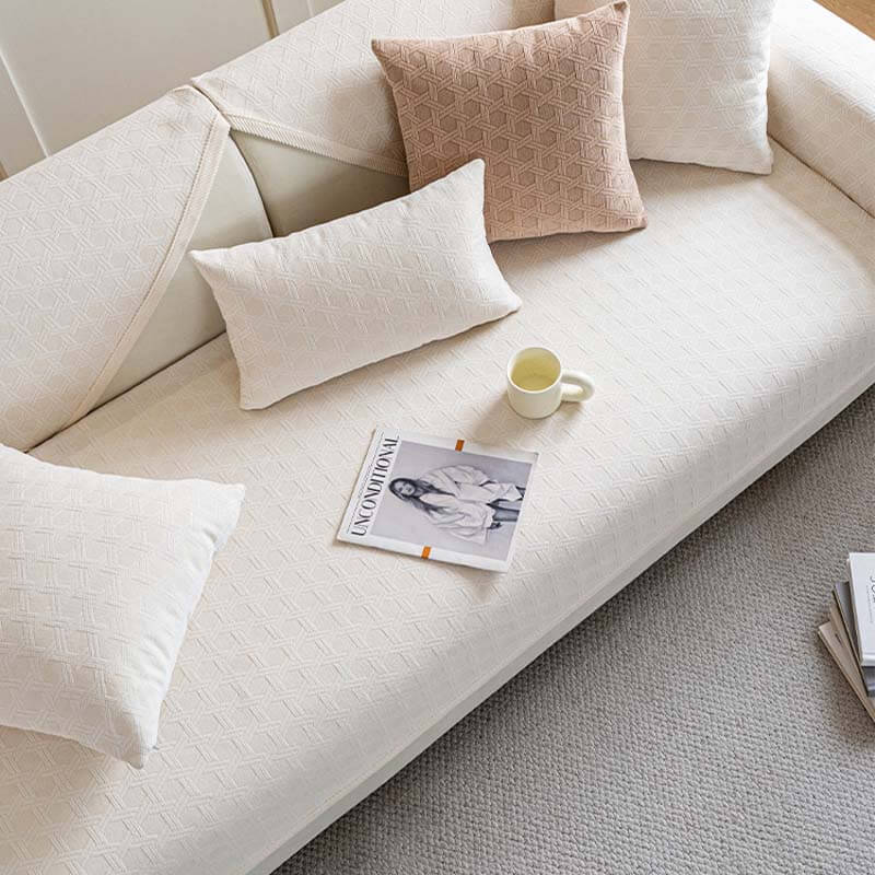 Copridivano impermeabile e antiolio in tessuto ciniglia jacquard