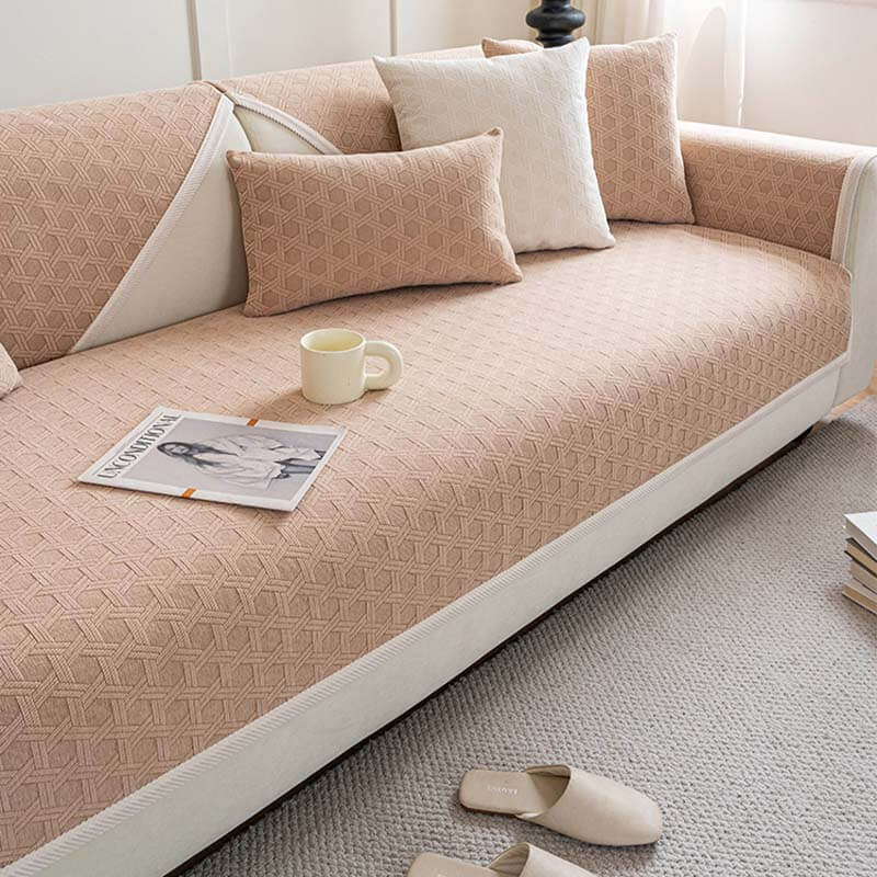 Copridivano impermeabile e antiolio in tessuto ciniglia jacquard