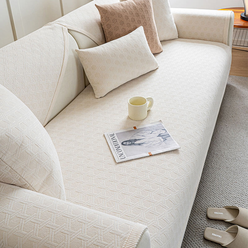 Copridivano impermeabile e antiolio in tessuto ciniglia jacquard