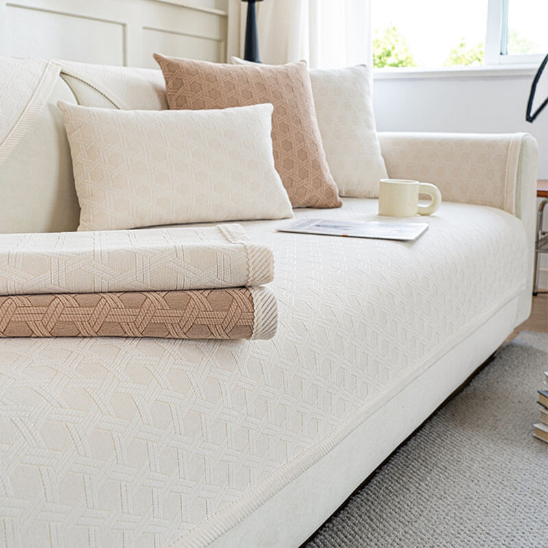 Copridivano impermeabile e antiolio in tessuto ciniglia jacquard
