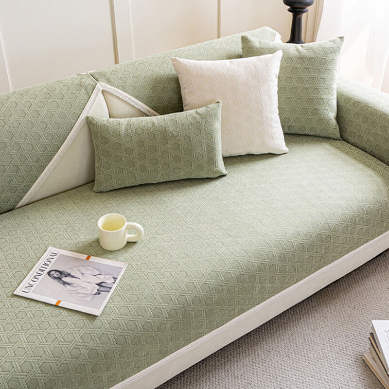 Copridivano impermeabile e antiolio in tessuto ciniglia jacquard
