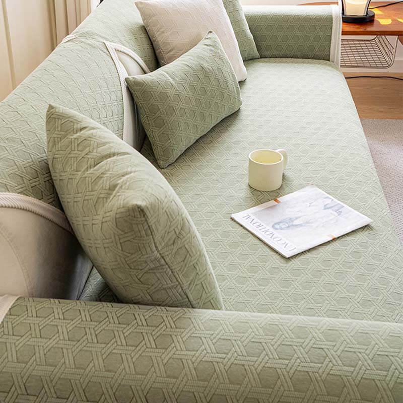 Copridivano impermeabile e antiolio in tessuto ciniglia jacquard