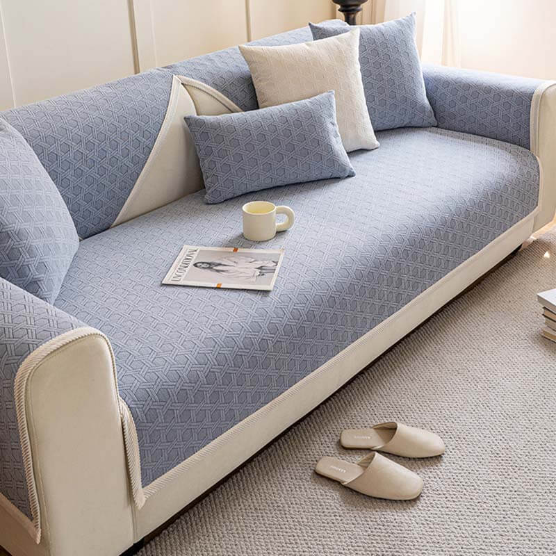 Copridivano impermeabile e antiolio in tessuto ciniglia jacquard