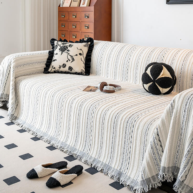 Jacquard Chenille Sofa Full Protector Cover - Anti-Scratch Furniture Mat for Couch Protection