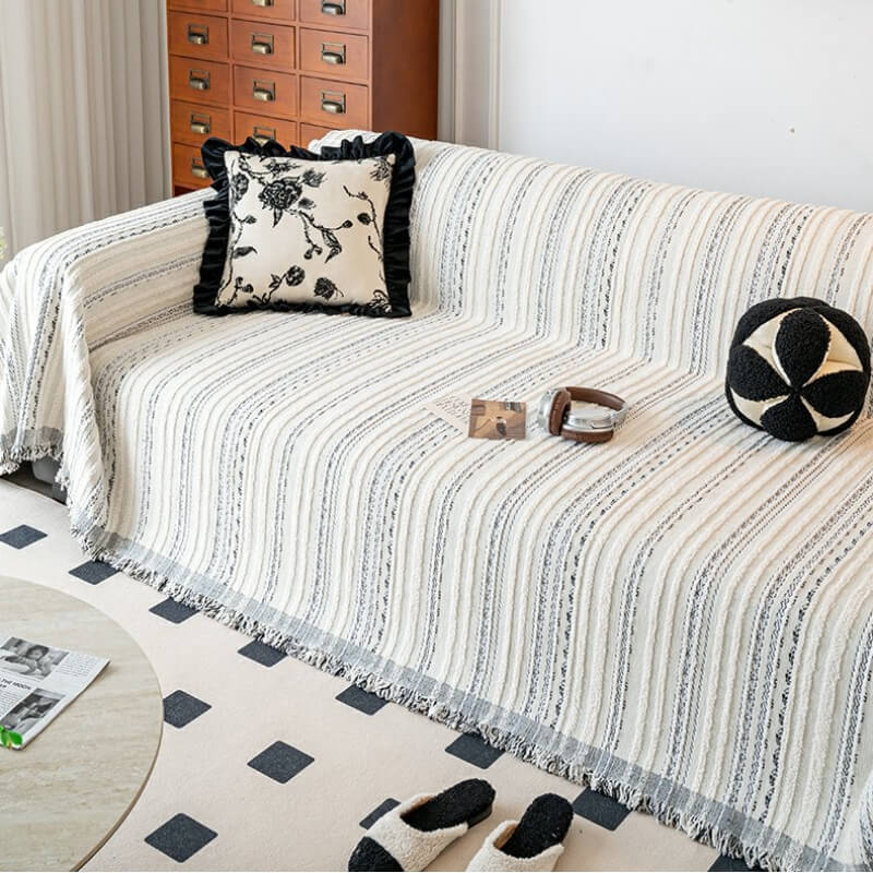 Jacquard Chenille Sofa Full Protector Cover - Anti-Scratch Furniture Mat for Couch Protection