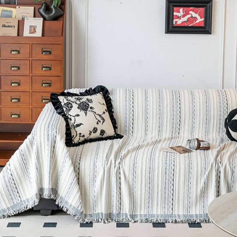 Jacquard Chenille Sofa Full Protector Cover - Anti-Scratch Furniture Mat for Couch Protection
