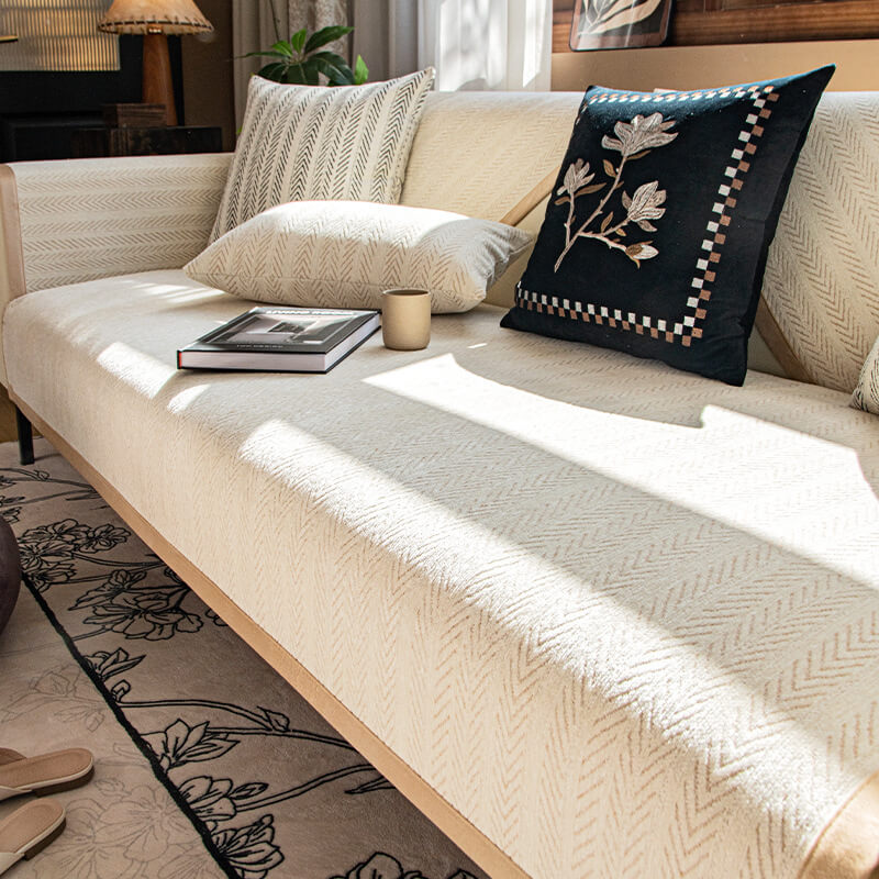 Modern Chenille Fabric Furniture Protector, Anti-Scratch Non-Slip Sofa Cover