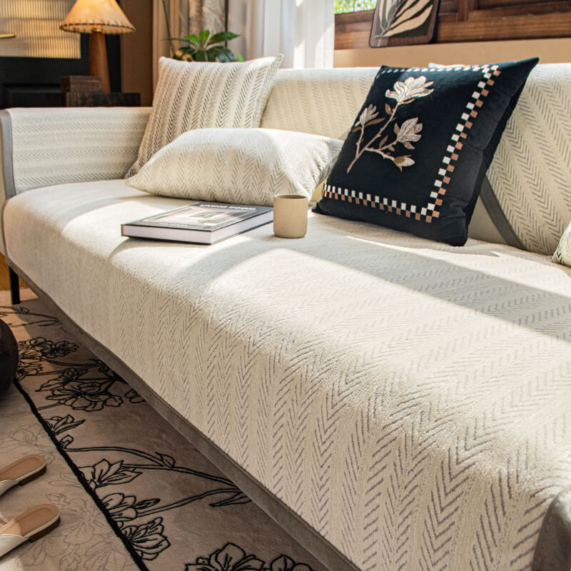 Modern Chenille Fabric Furniture Protector, Anti-Scratch Non-Slip Sofa Cover