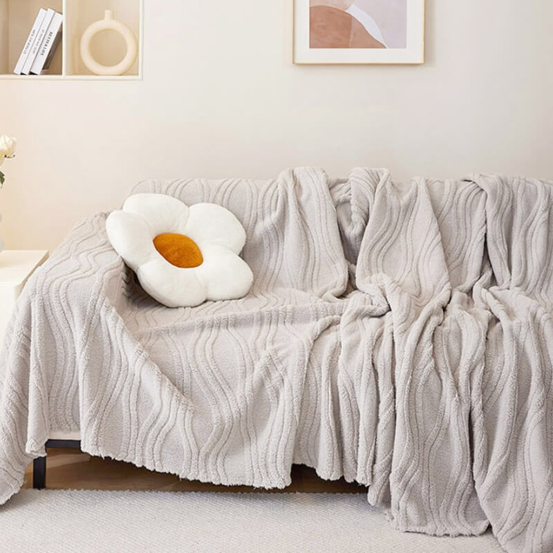 Plush Striped Sofa Protector Cover - Warm Full Coverage Furniture Mat for Couch Protection