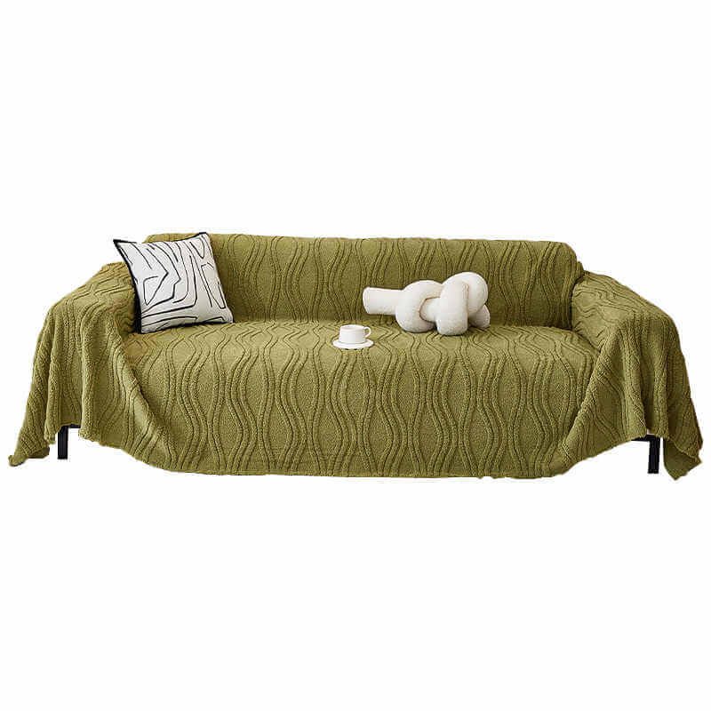 Plush Striped Sofa Protector Cover - Warm Full Coverage Furniture Mat for Couch Protection
