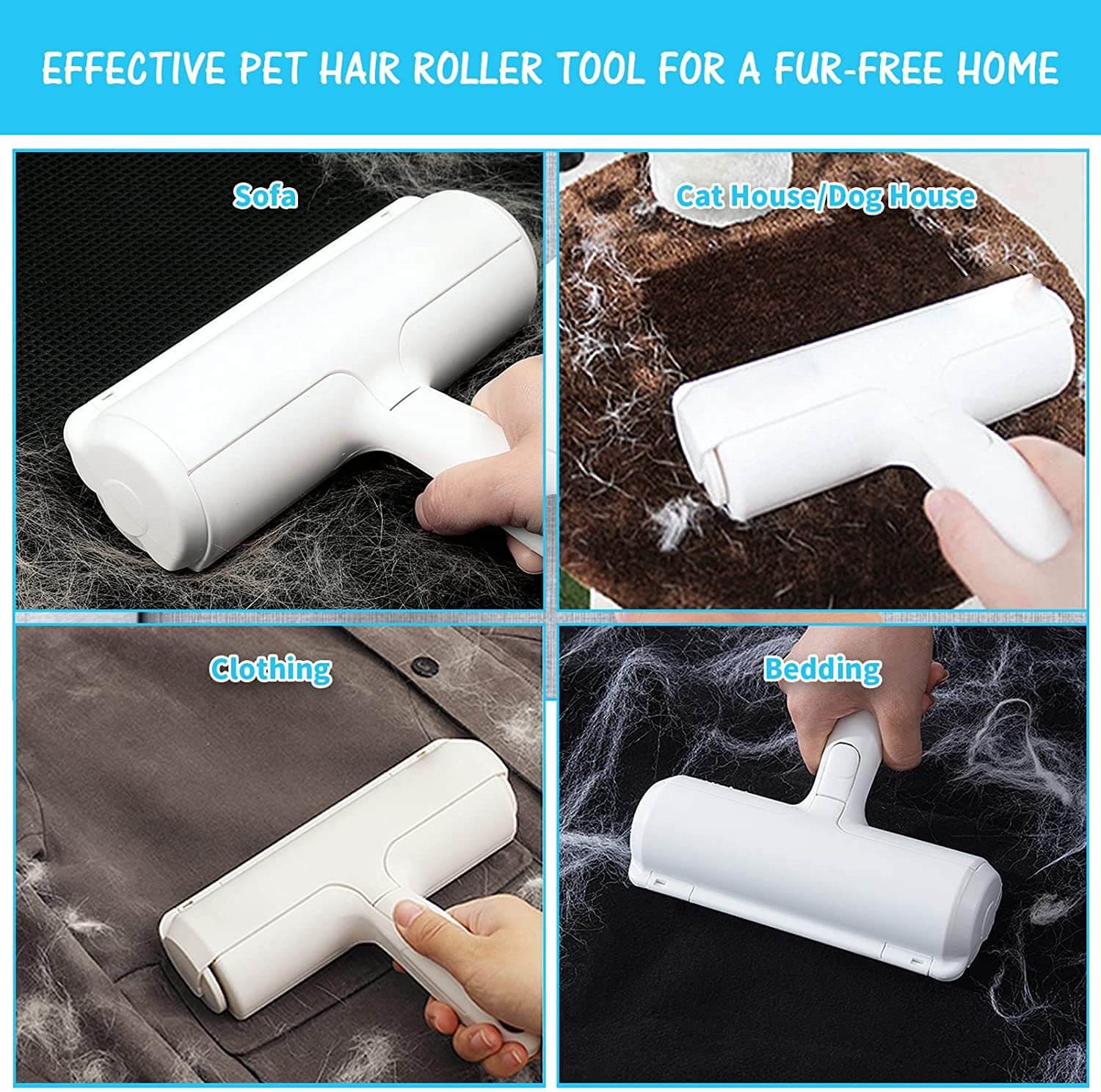 Rullo portatile per la rimozione dei peli di animali domestici, per la rimozione dei peli dei mobili