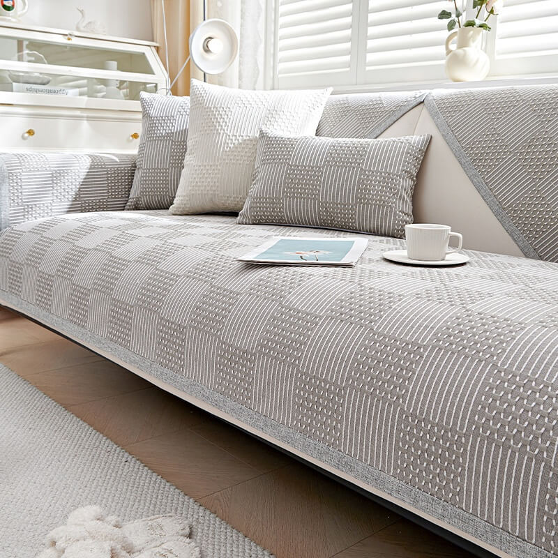 Cotton and Linen Sofa Cushion, Four-Season Universal Light Luxury Sofa Cover