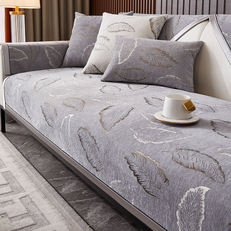 Leaf Classic Chenille Fabric All-Season Sofa Cushion