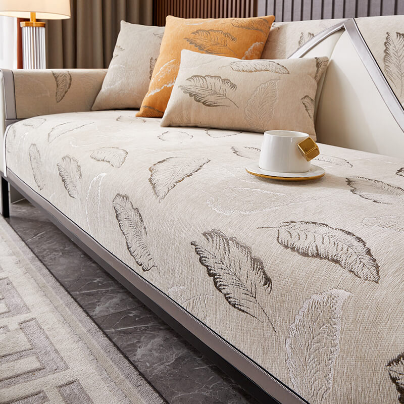 Leaf Classic Chenille Fabric All-Season Sofa Cushion