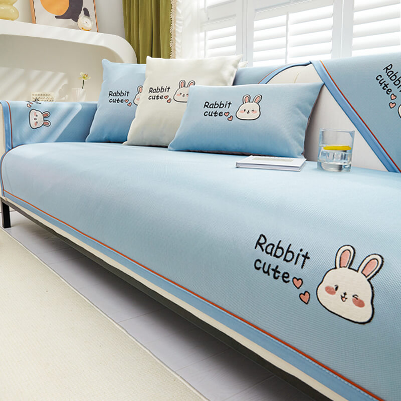 Summer Ice Silk Sofa Cushion, Cartoon Cool Feeling Seat Cushion, Summer Sofa Cover