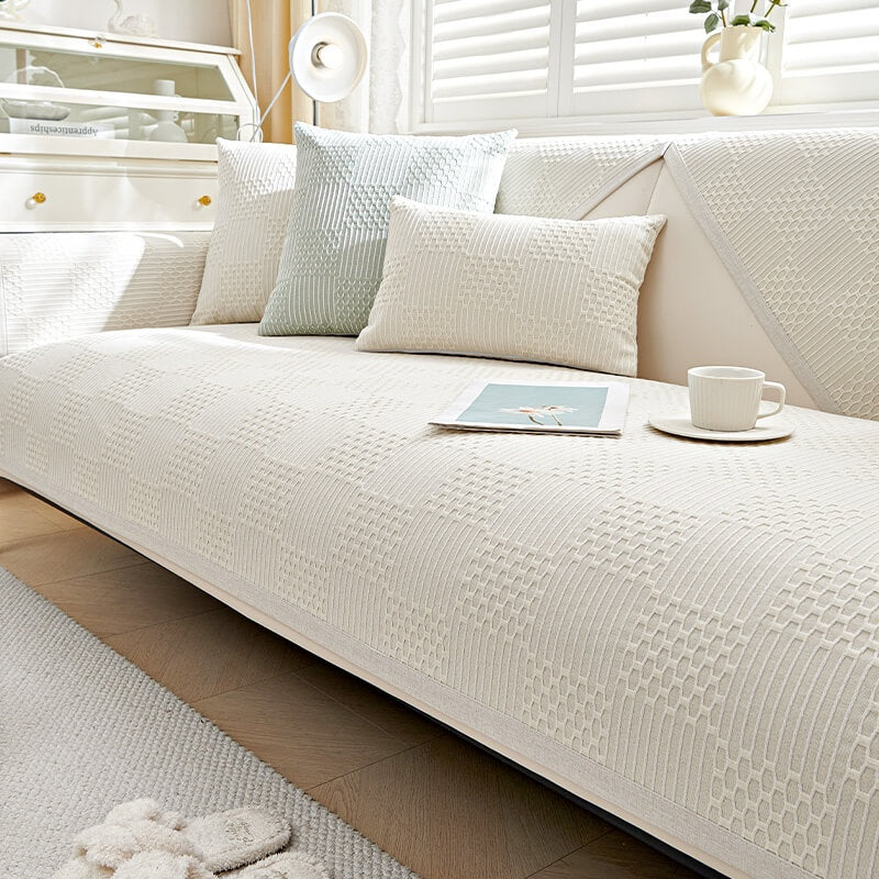 Cotton and Linen Sofa Cushion, Four-Season Universal Light Luxury Sofa Cover