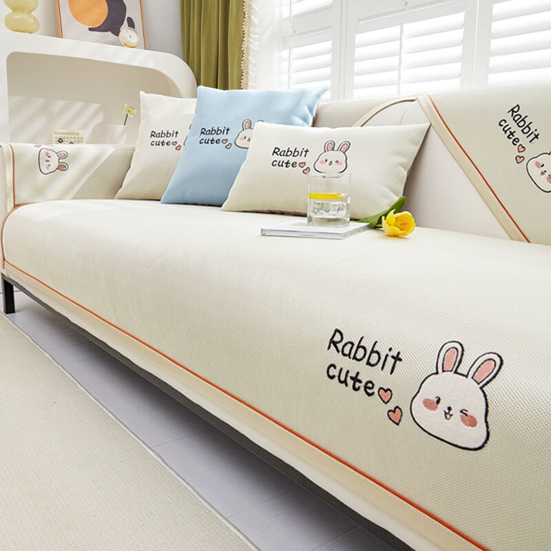 Summer Ice Silk Sofa Cushion, Cartoon Cool Feeling Seat Cushion, Summer Sofa Cover