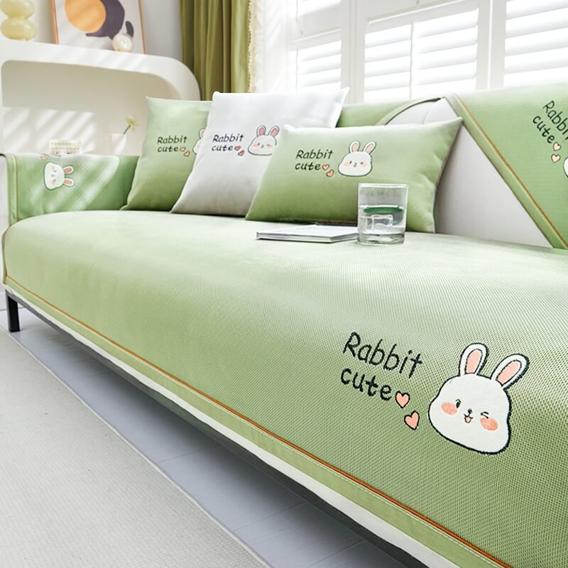 Summer Ice Silk Sofa Cushion, Cartoon Cool Feeling Seat Cushion, Summer Sofa Cover