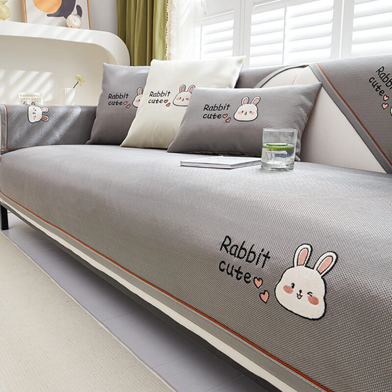 Summer Ice Silk Sofa Cushion, Cartoon Cool Feeling Seat Cushion, Summer Sofa Cover