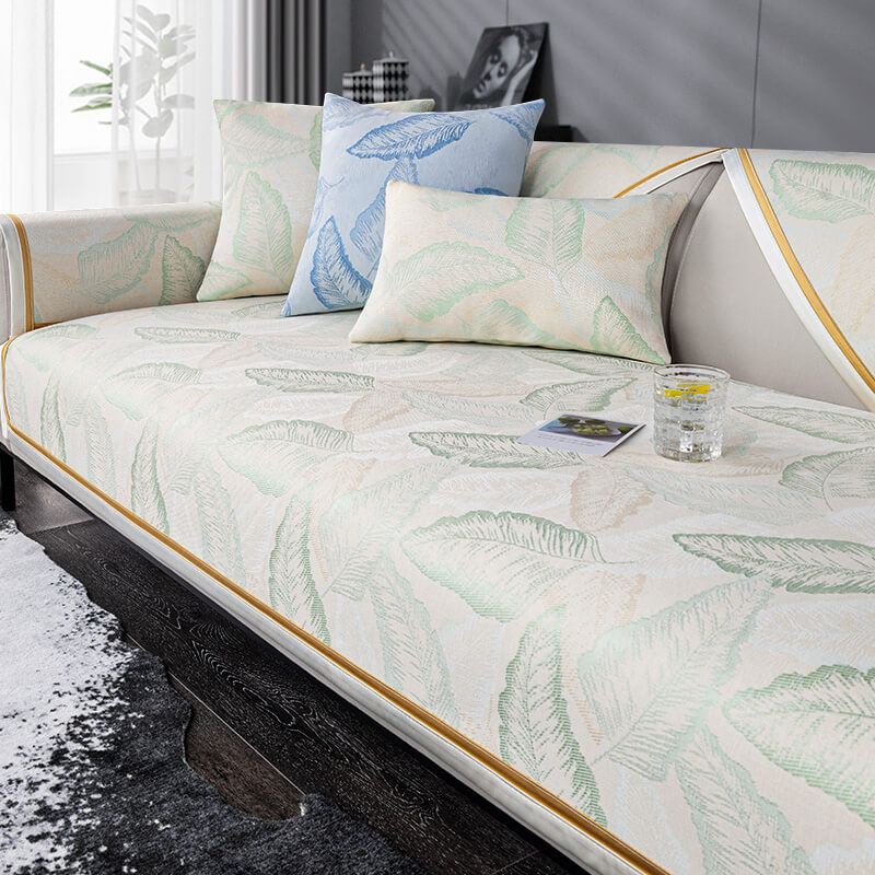 Cooling Ice Silk Sofa Cushion, Non-Slip Luxurious Summer Seat Pad, Skin-Friendly and Comfortable